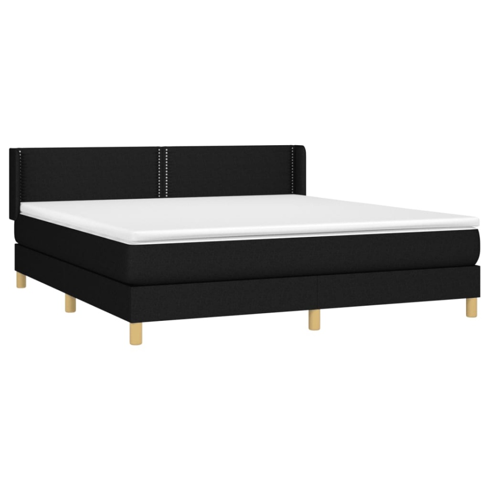 Pat box spring cu saltea, negru, 180x200 cm, catifea - 2 | YEO