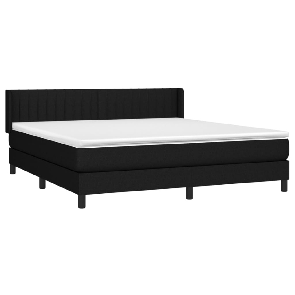 Pat box spring cu saltea, negru, 180x200 cm, catifea - 2 | YEO