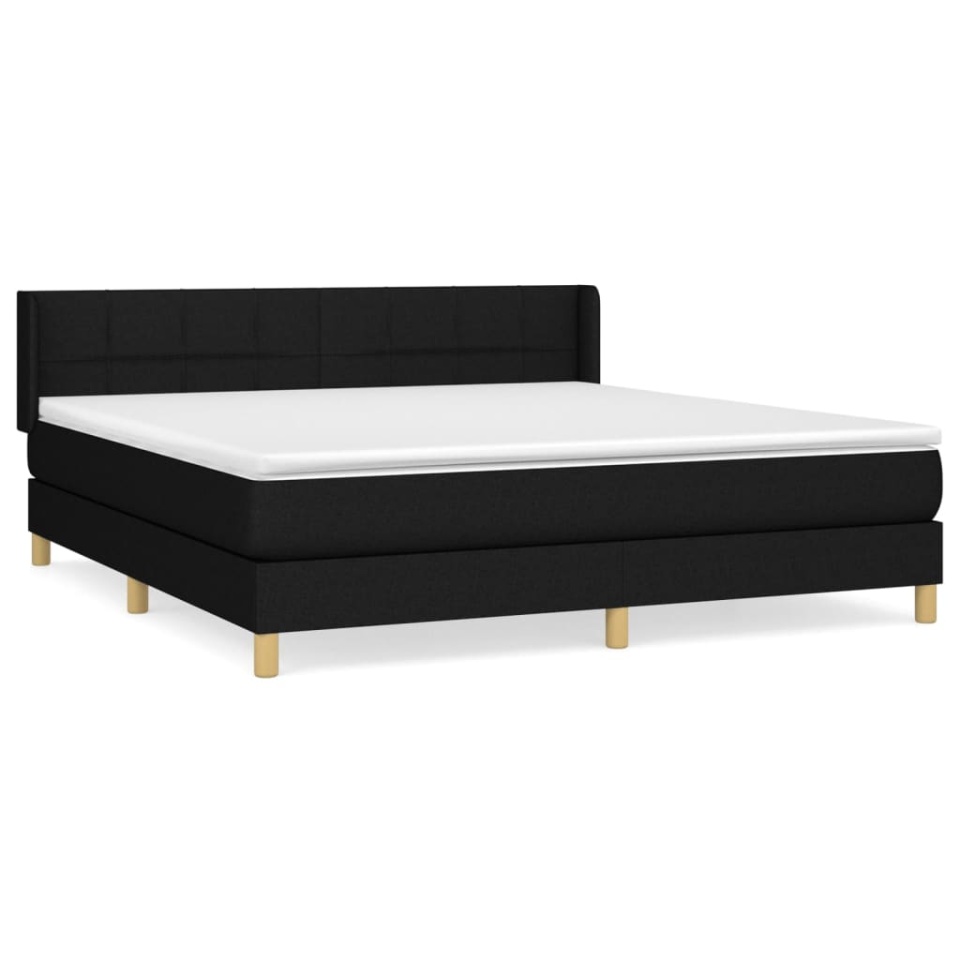 Pat box spring cu saltea, negru, 180x200 cm, catifea - 1 | YEO