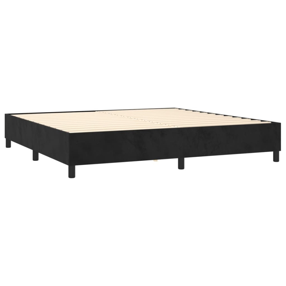Pat box spring cu saltea, negru, 200x200 cm, catifea - 3 | YEO
