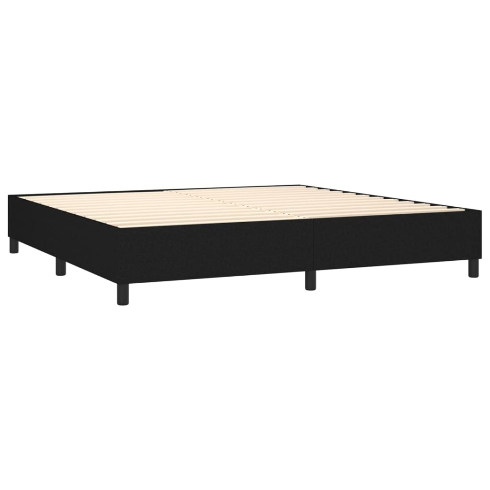 Pat box spring cu saltea, negru, 200x200 cm, textil - 3 | YEO