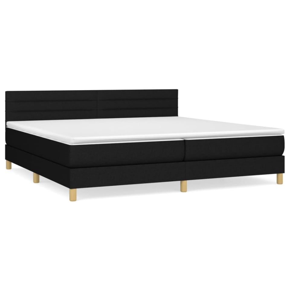 Pat box spring cu saltea, negru, 200x200 cm, textil - 1 | YEO