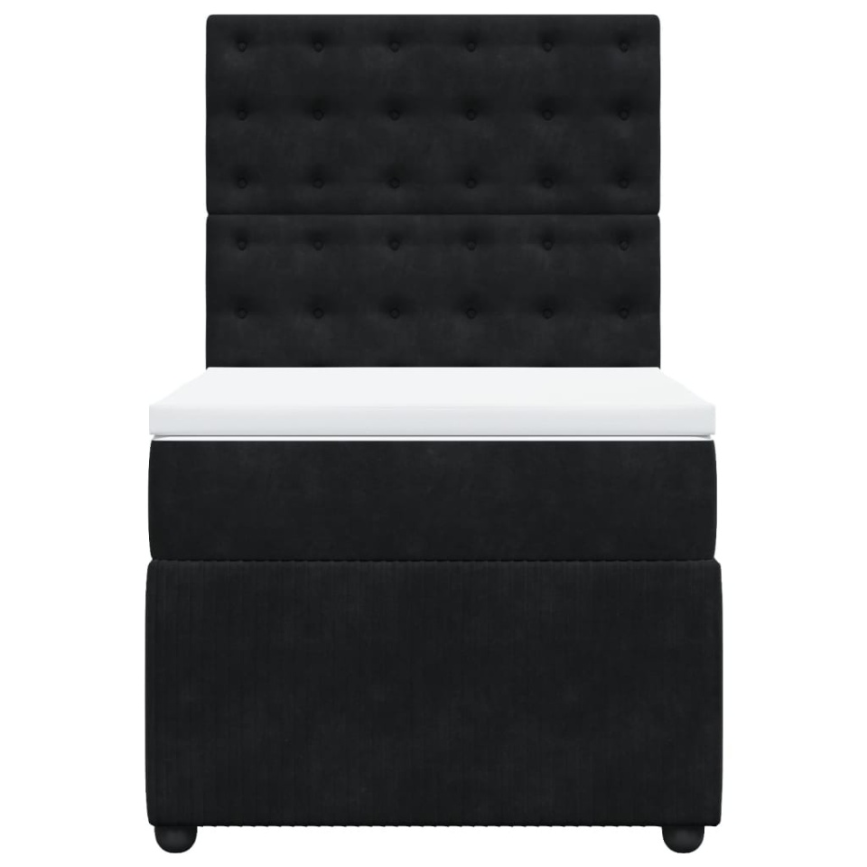 Pat box spring cu saltea, negru, 90x190 cm, catifea - 3 | YEO