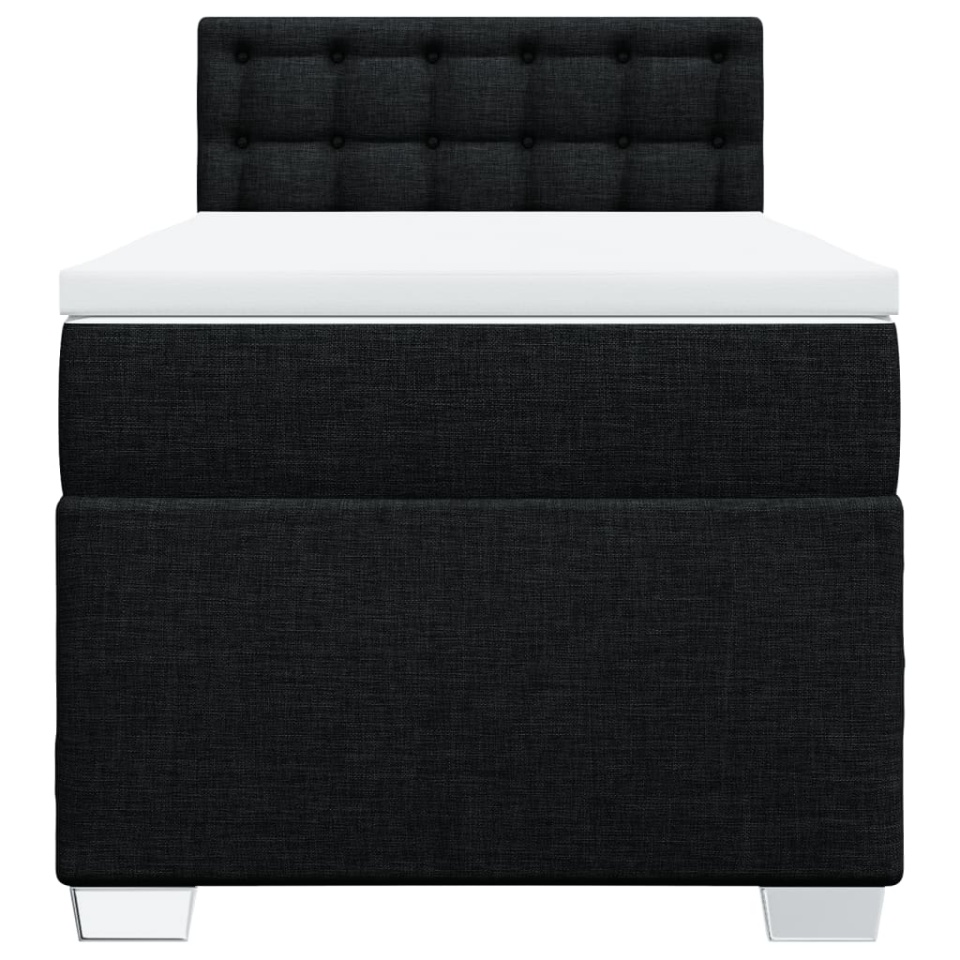 Pat box spring cu saltea, negru, 90x190 cm, textil - 3 | YEO