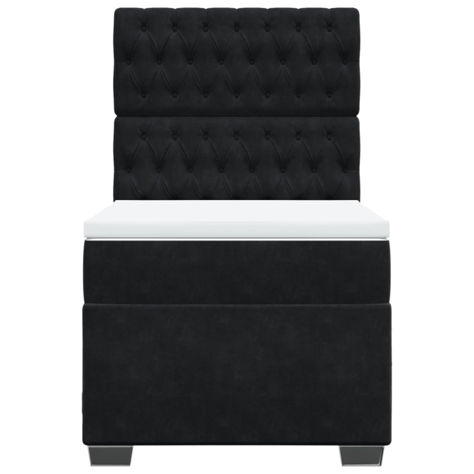 Pat box spring cu saltea, negru, 90x200 cm, catifea - 3 | YEO