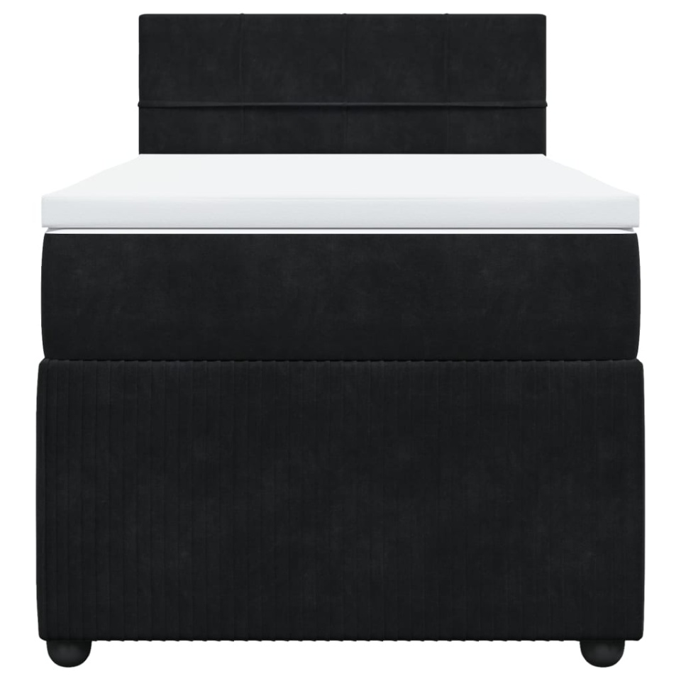 Pat box spring cu saltea, negru, 90x200 cm, catifea - 4 | YEO