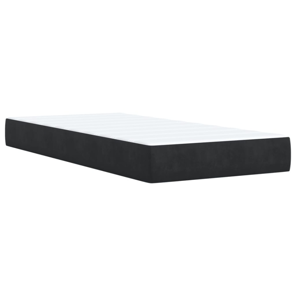 Pat box spring cu saltea, negru, 90x200 cm, catifea - 4 | YEO