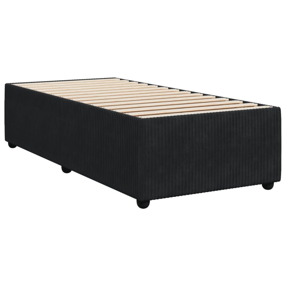 Pat box spring cu saltea, negru, 90x200 cm, catifea - 4 | YEO