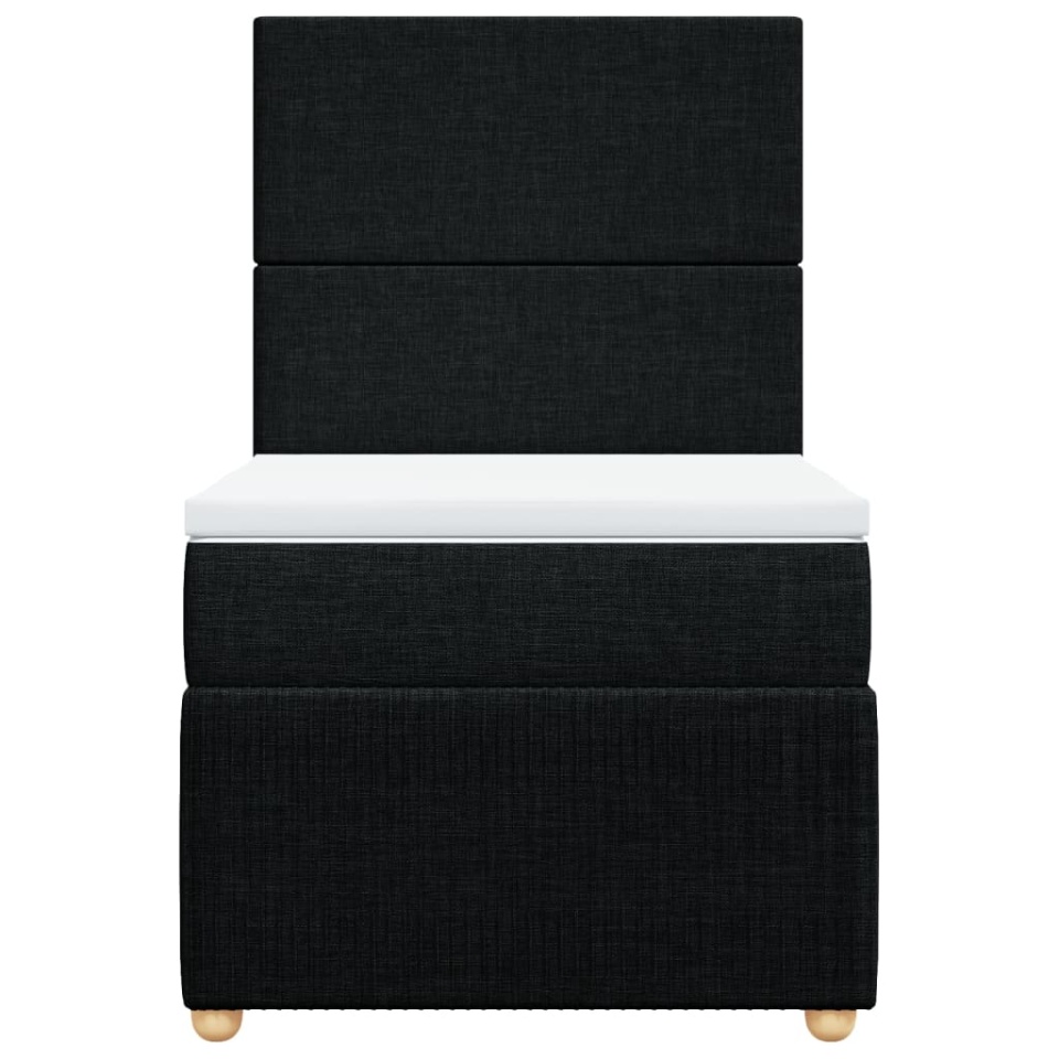 Pat box spring cu saltea, negru, 90x200 cm, textil - 3 | YEO