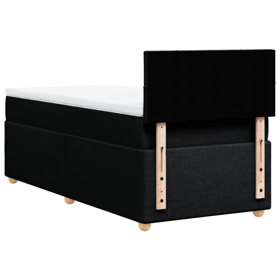 Pat box spring cu saltea, negru, 90x200 cm, textil - 4 | YEO