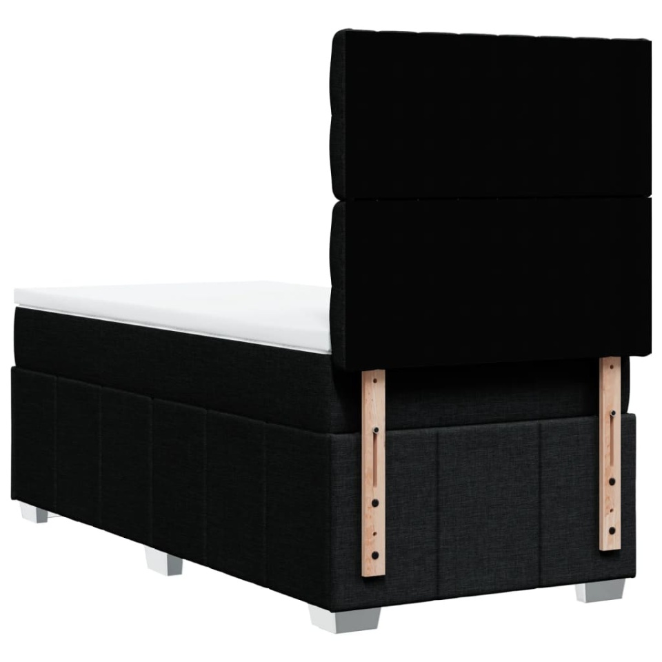 Pat box spring cu saltea, negru, 90x200 cm, textil - 4 | YEO
