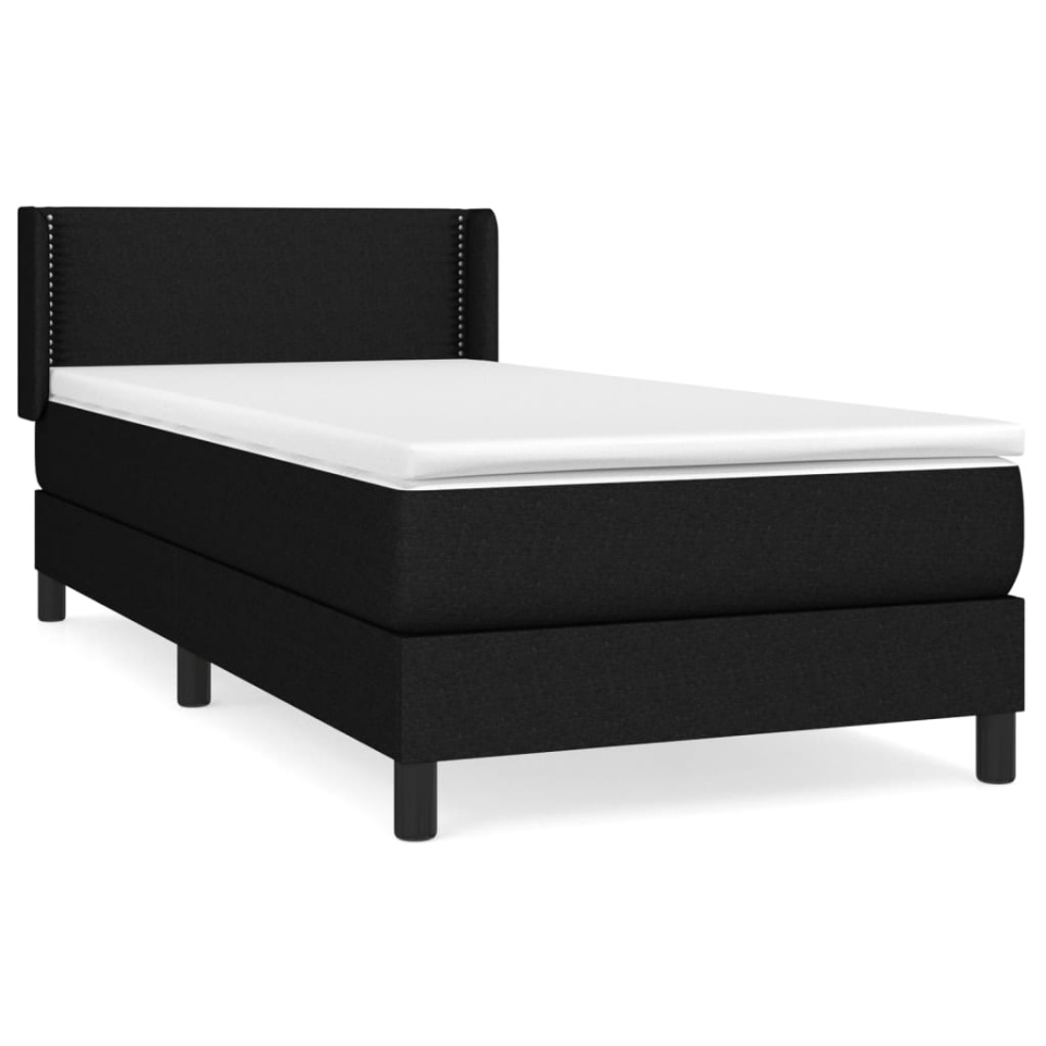 Pat box spring cu saltea, negru, 90x200 cm, textil - 1 | YEO