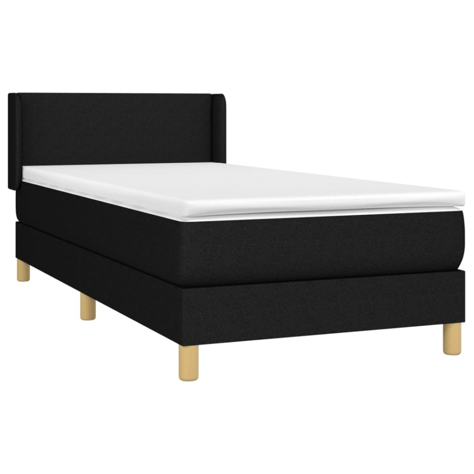 Pat box spring cu saltea, negru, 90x200 cm, textil - 2 | YEO