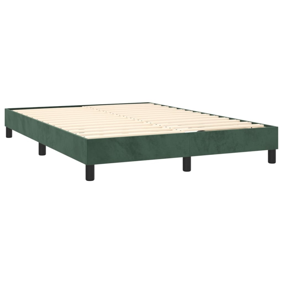 Pat box spring cu saltea, verde închis, 140x200 cm, catifea - 3 | YEO