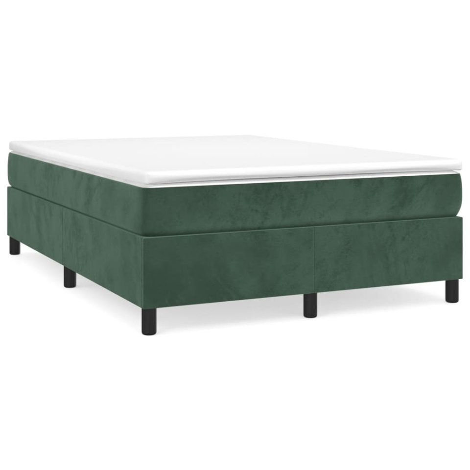 Pat box spring cu saltea, verde închis, 140x200 cm, catifea - 1 | YEO