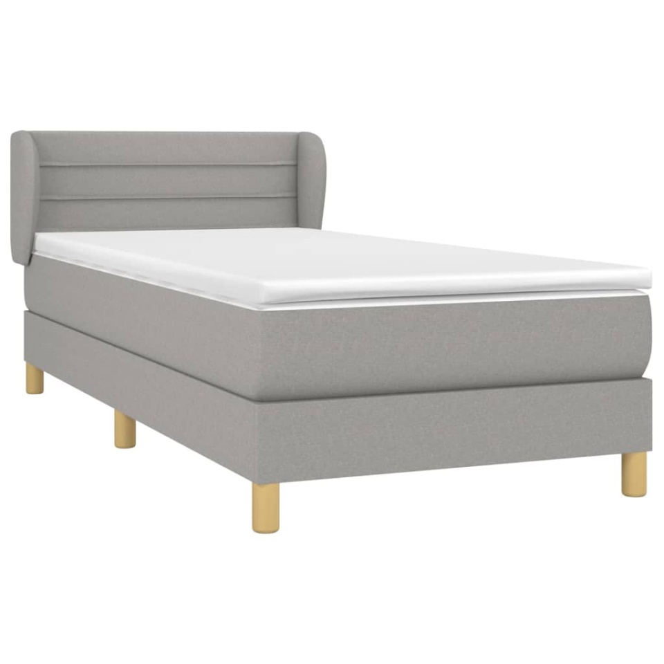 Pat continental cu saltea, gri deschis, 80x200 cm, textil - 2 | YEO