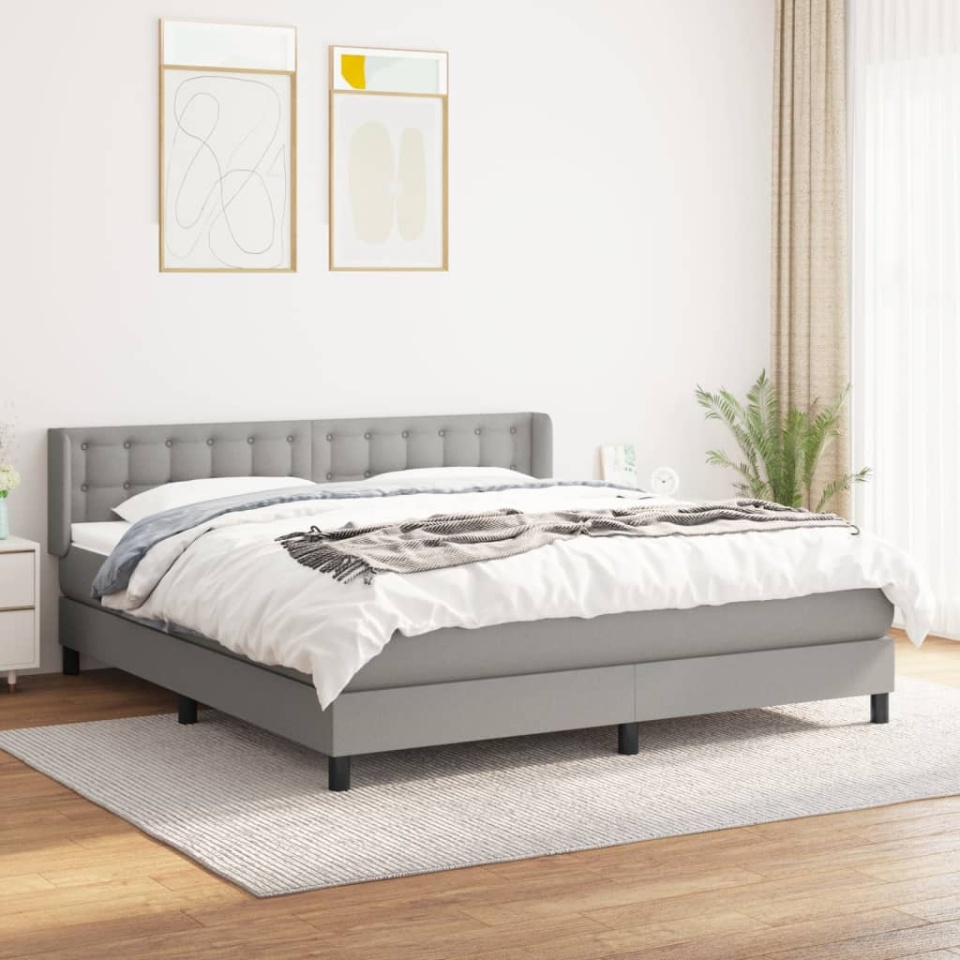 Pat continental, gri deschis, 180x200 cm, material textil