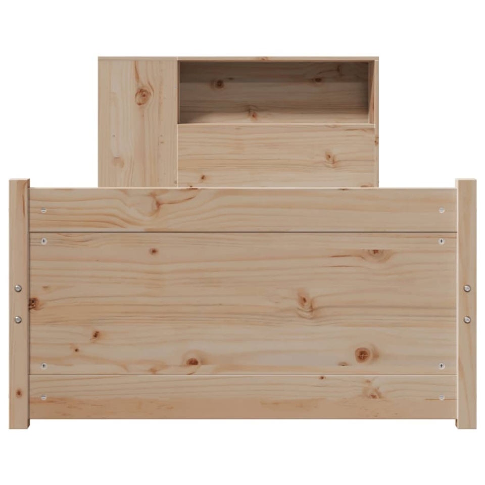 Pat cu bibliotecă fără saltea, 75x190 cm, lemn masiv de pin - 3 | YEO