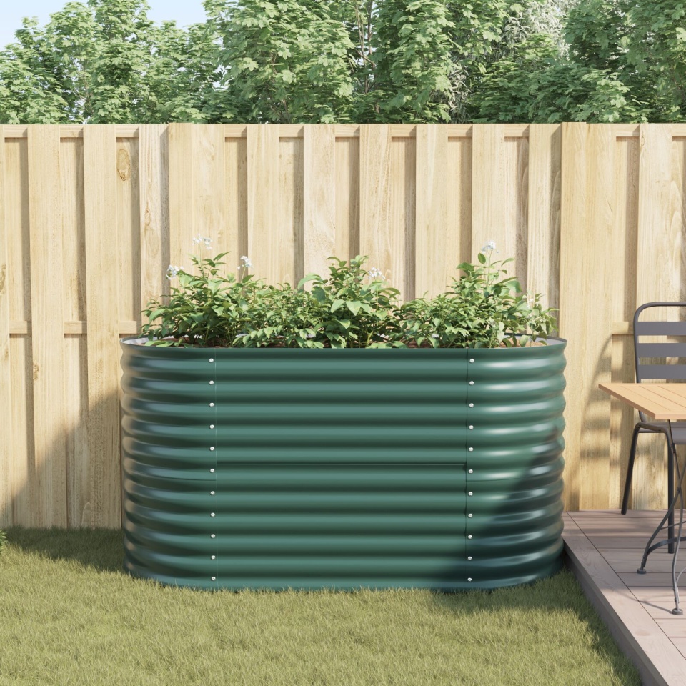 Pat Ridicat pentru Grădină Verde 160x80x81 cm din Oțel Galvanizat - 3 | YEO