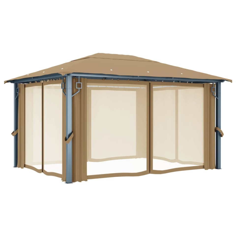 Pavilion cu perdele, gri taupe, 400 x 300 cm, aluminiu - 3 | YEO