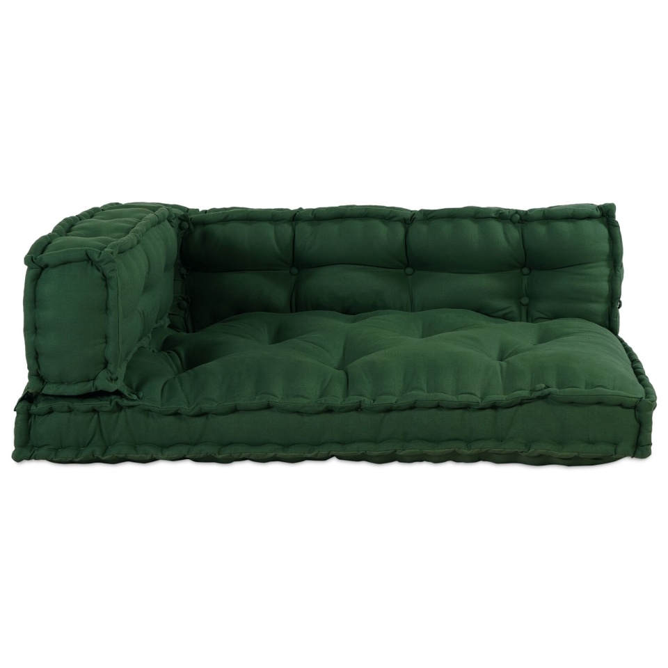 Perne pentru canapea pe palet cu suport pentru brațe și spate, material verde