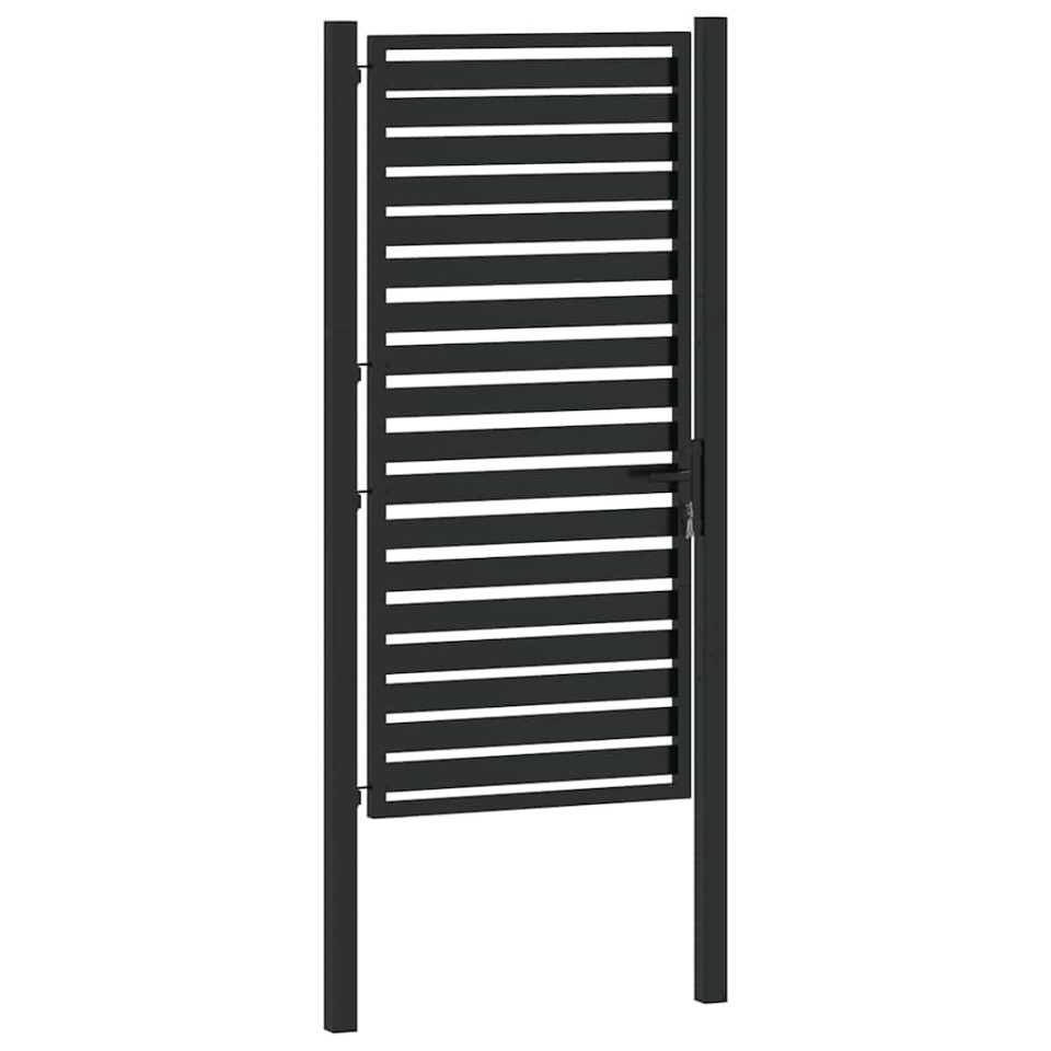 Poarta de gradina incuiata neagra 100x180 cm aluminiu - 3 | YEO