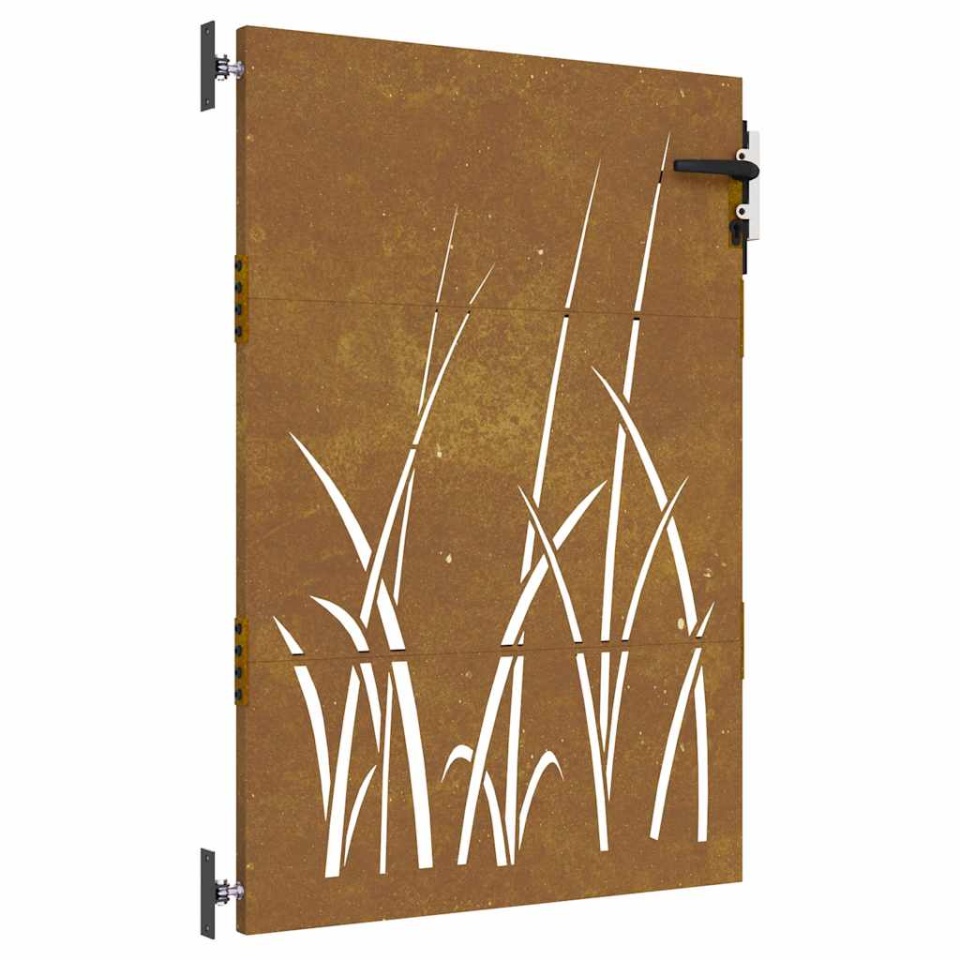 Poartă pentru grădină, 85x125 cm, oțel corten, model iarbă - 1 | YEO