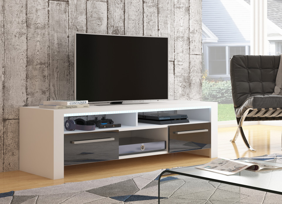 Rocky (Tv Stand) White/Black High Gloss