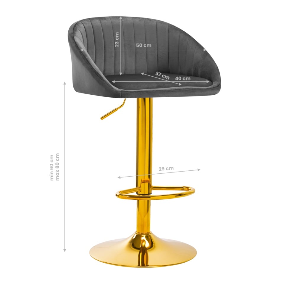 Scaun de bar QS-B16G velvet gri - 4 | YEO