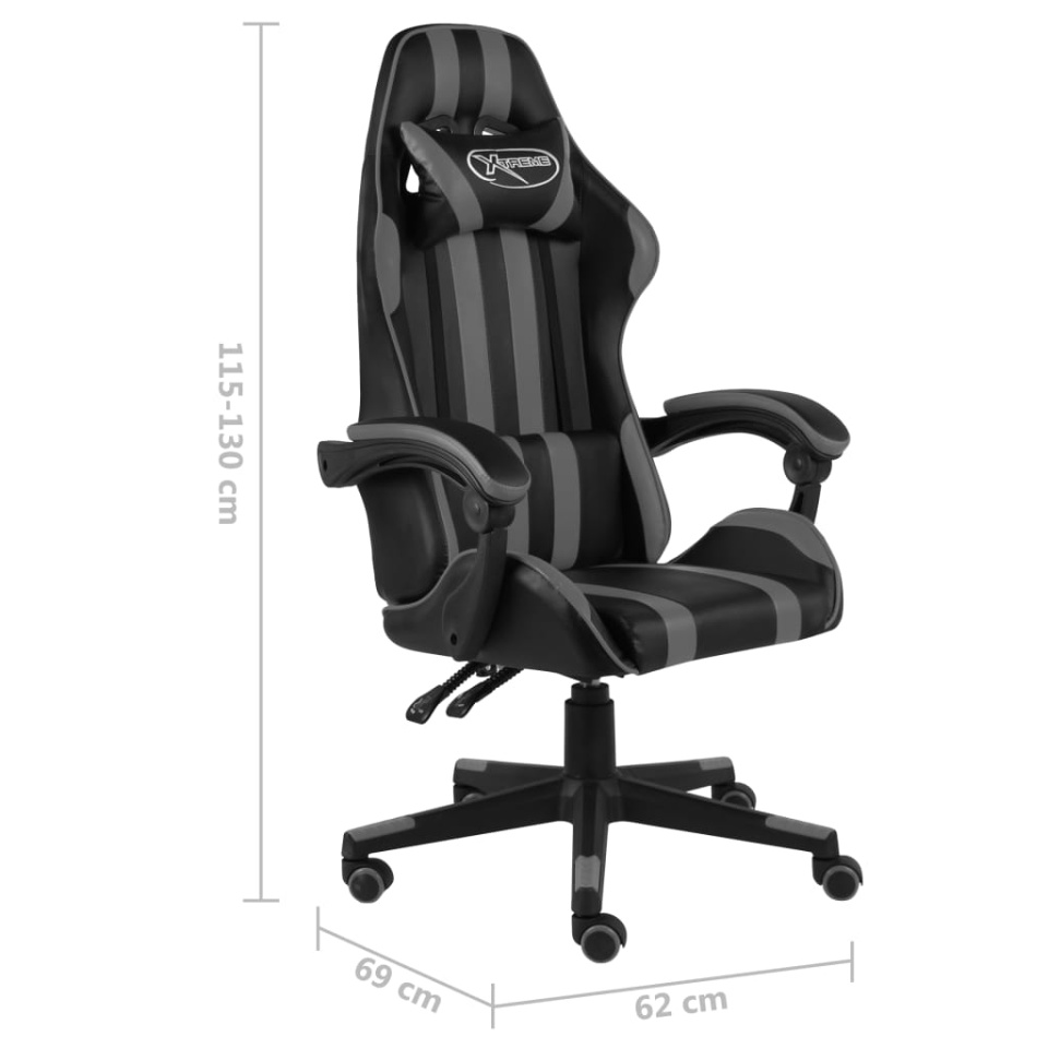 Scaun de racing, negru și gri, piele ecologică - 4 | YEO
