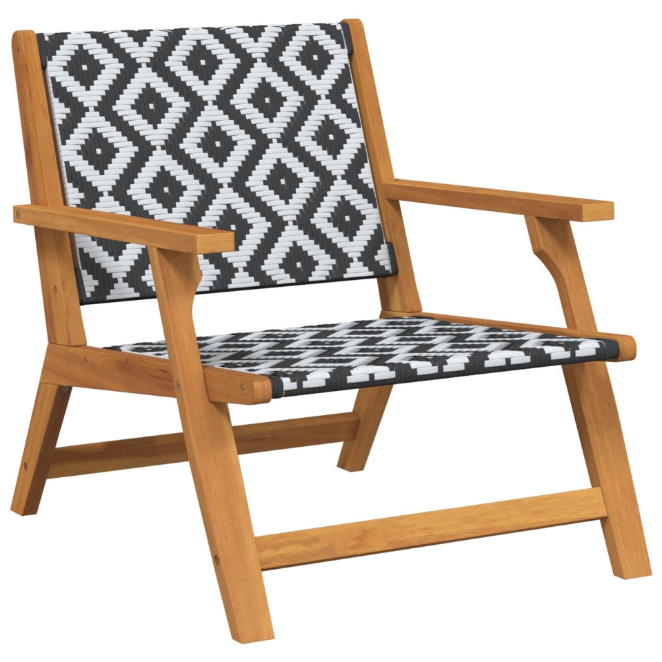 Scaune de grădină 2 buc Negru și Alb 76x67x73 cm Lemn masiv de acacia - 3 | YEO