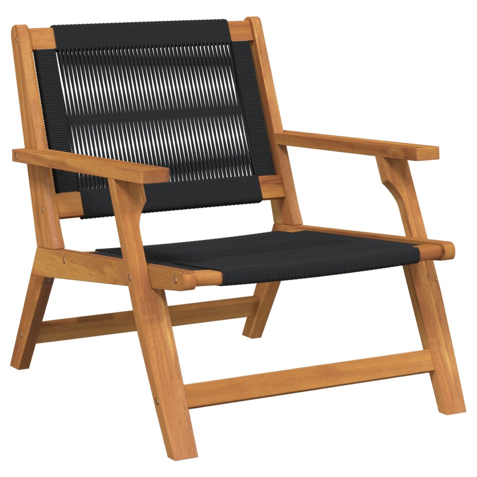 Scaune de grădină 2 pcs Negre 67x77x73 cm Lemn masiv de acacia - 3 | YEO