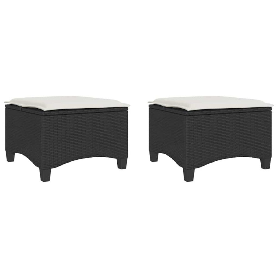 Scaune de grădină cu perne 2 buc Negru 55x55x36 cm Poly Ratan - 1 | YEO