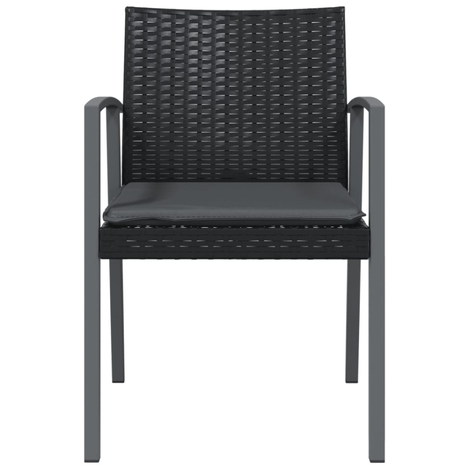 Scaune de grădină cu perne 2 buc. negru 56,5x57x83 cm poliratan - 3 | YEO
