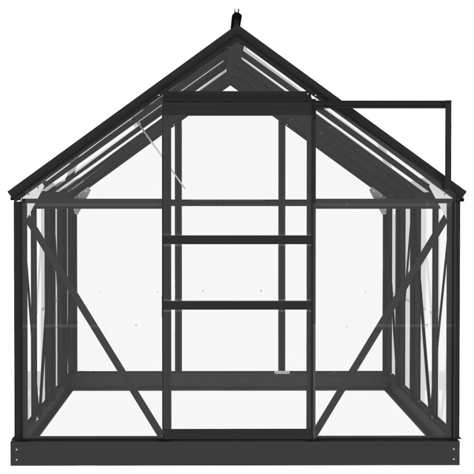 Seră din sticlă, antracit, 155x200,5x191 cm, aluminiu - 3 | YEO