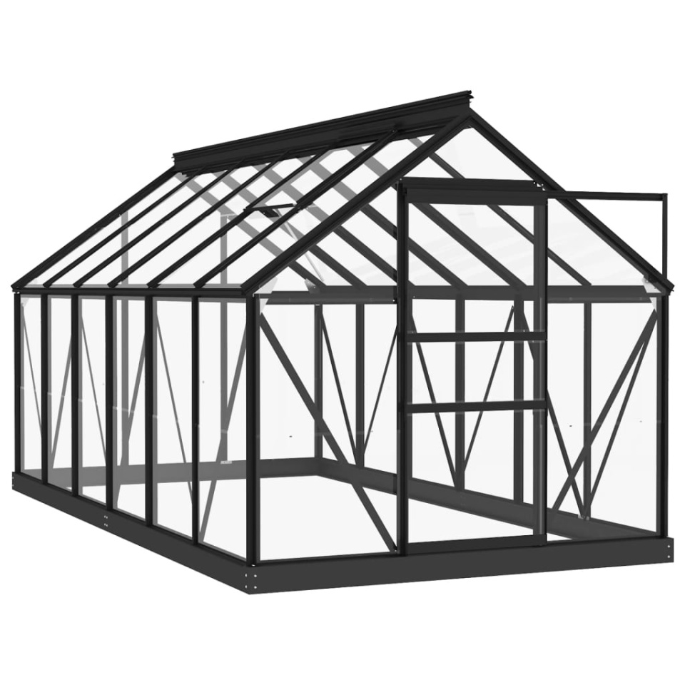 Seră din sticlă, antracit, 155x298x191 cm, aluminiu - 1 | YEO