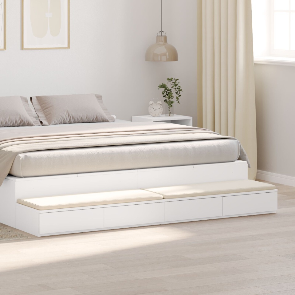 Sertare pentru pat Alb 200x36,5x16,5 cm Lemn de inginerie