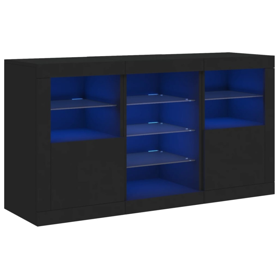 Servantă cu lumini LED, negru, 123x37x67 cm - 1 | YEO
