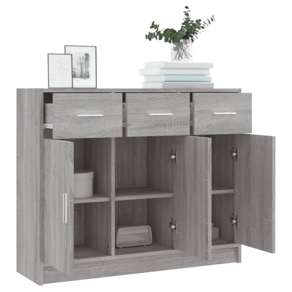 Servantă, gri sonoma,91x28x75 cm, lemn prelucrat - 3 | YEO