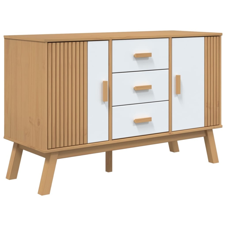 Servantă OLDEN, alb și maro, 114x43x73,5 cm, lemn masiv pin - 1 | YEO
