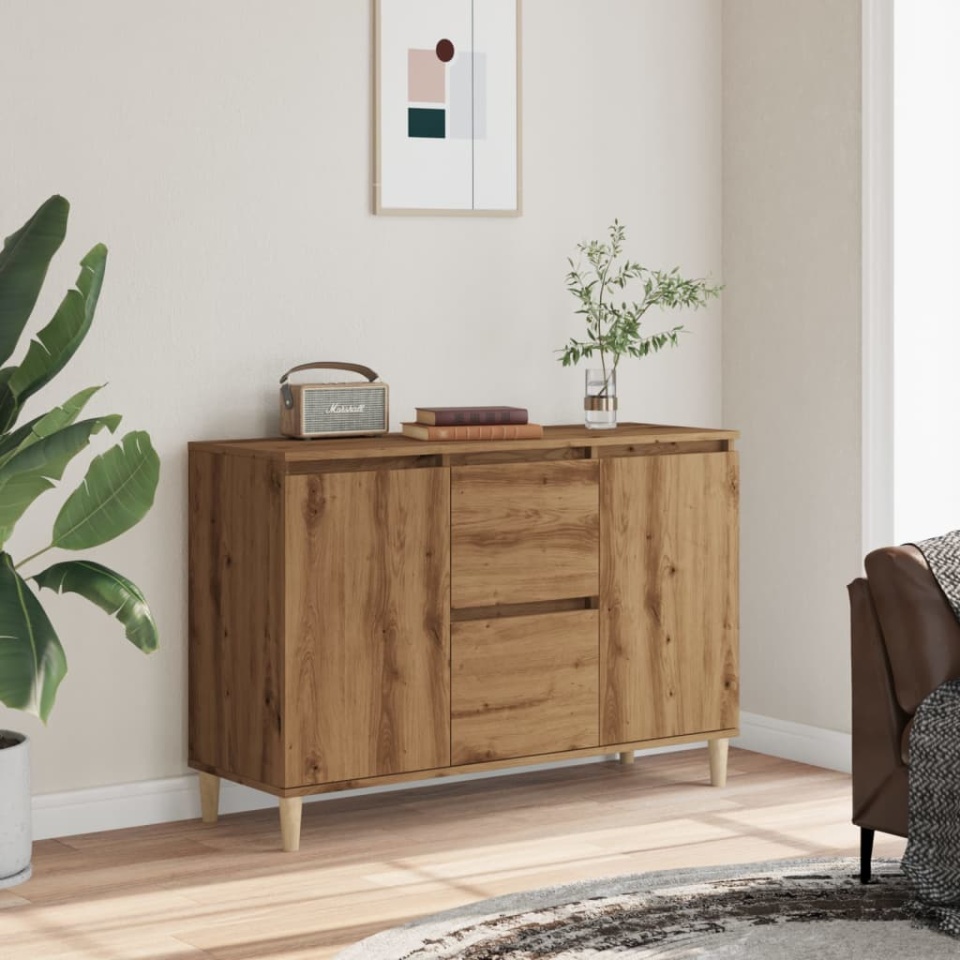 Servantă, stejar artizanal, 102x35x70 cm, lemn prelucrat - 2 | YEO