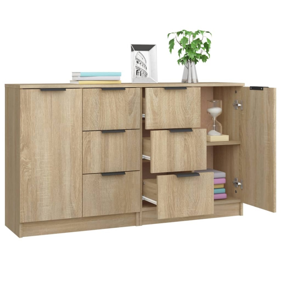 Servante, 2 buc., stejar sonoma, 60x30x70 cm, lemn prelucrat - 3 | YEO