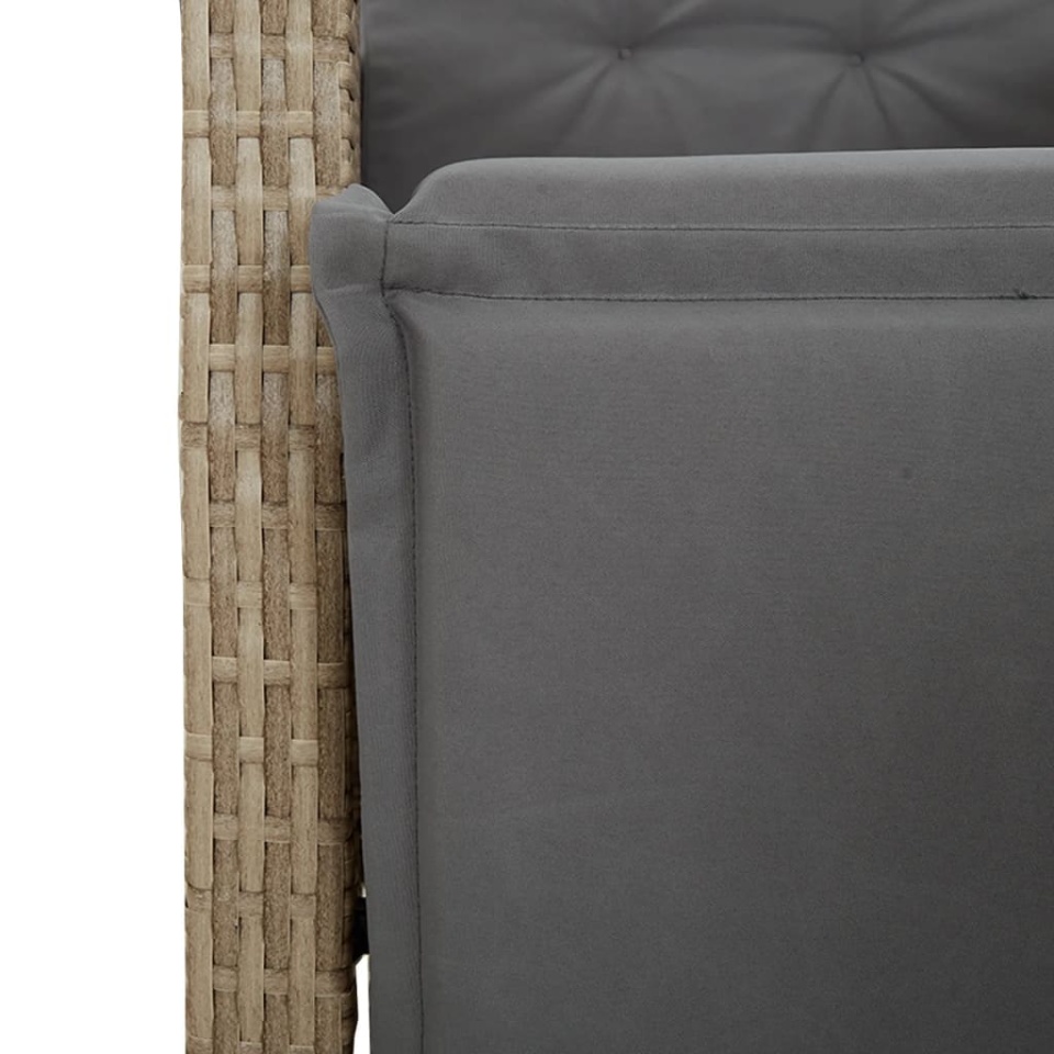 Set bistro cu perne, 3 piese, bej, poliratan - 4 | YEO