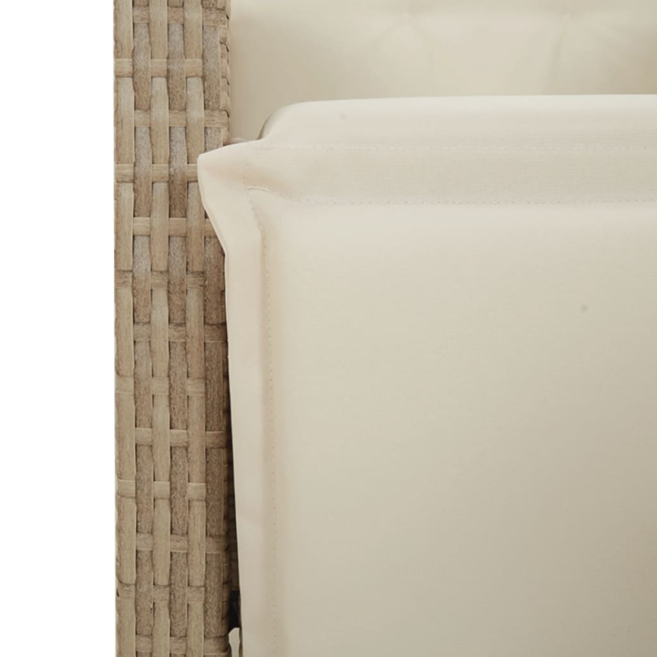 Set bistro cu perne, 3 piese, bej, poliratan - 4 | YEO