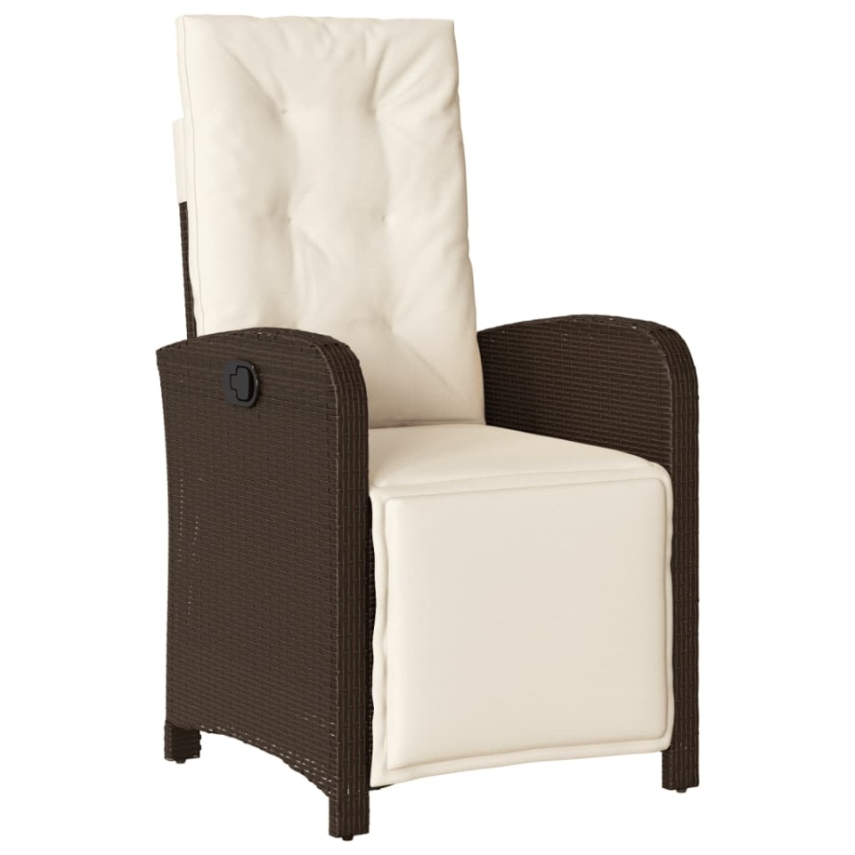 Set bistro cu perne, 3 piese, maro, poliratan - 2 | YEO