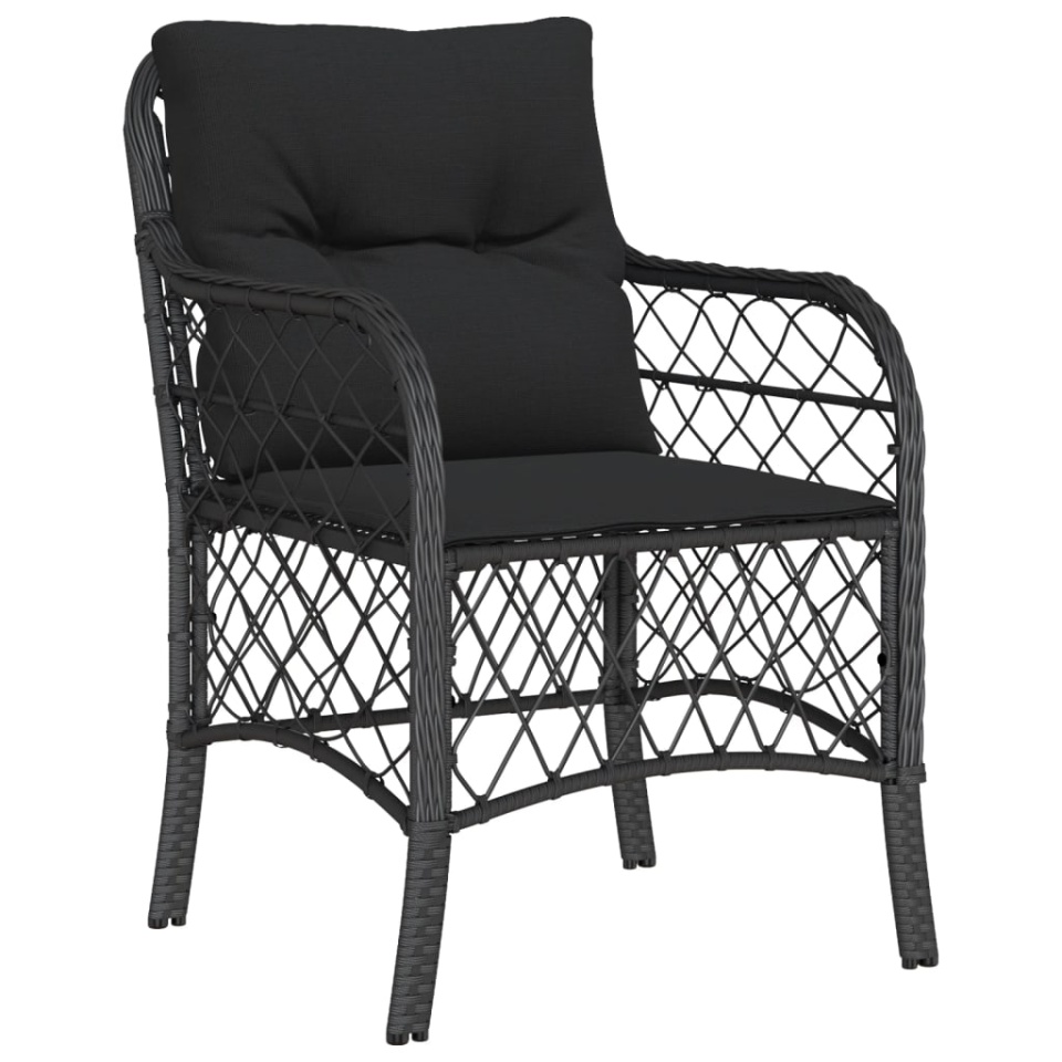 Set bistro cu perne, 3 piese, negru, poliratan - 2 | YEO