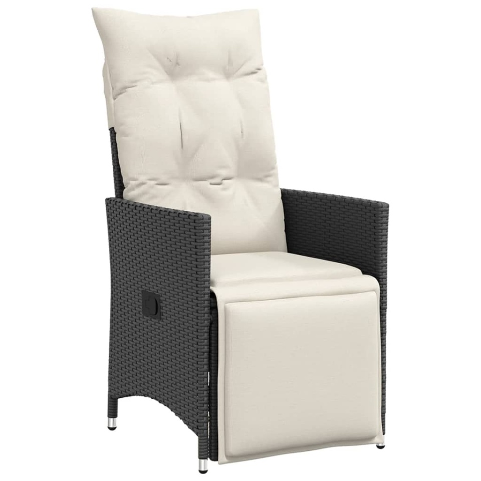 Set bistro cu perne, 3 piese, negru, poliratan - 2 | YEO