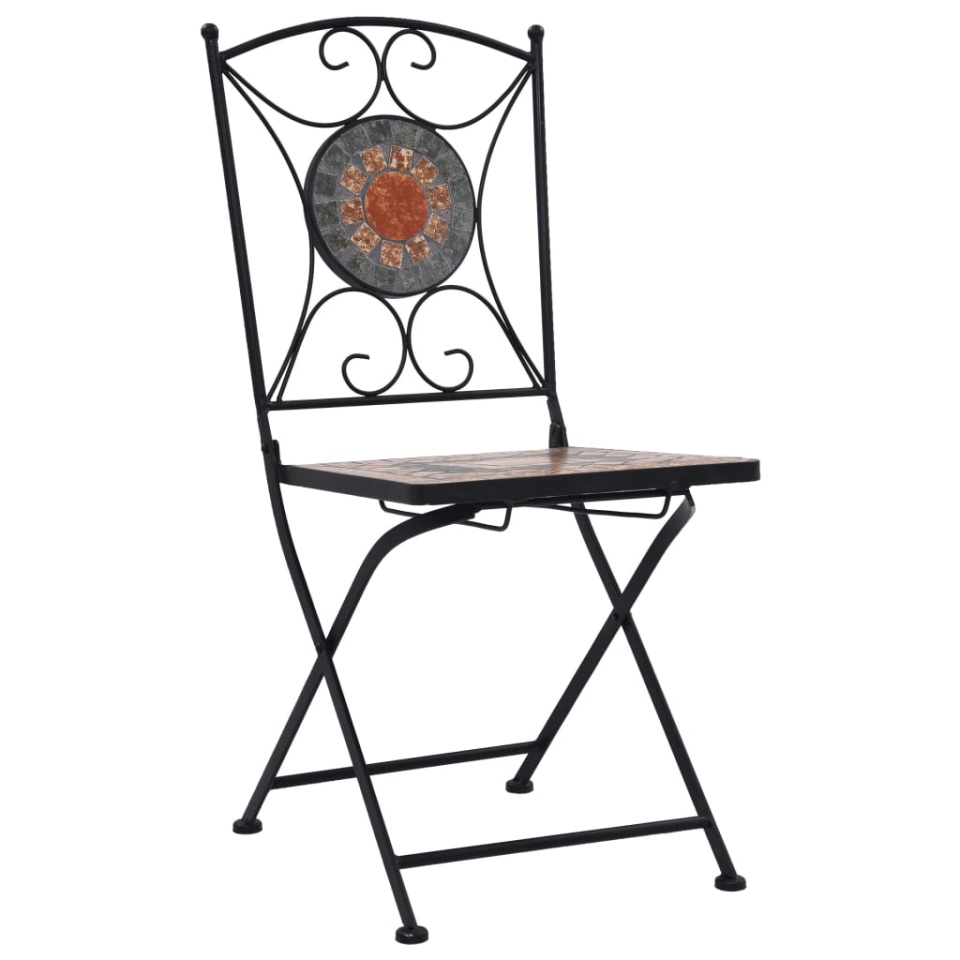 Set bistro mozaic, 3 piese, portocaliu/gri, placă ceramică - 2 | YEO