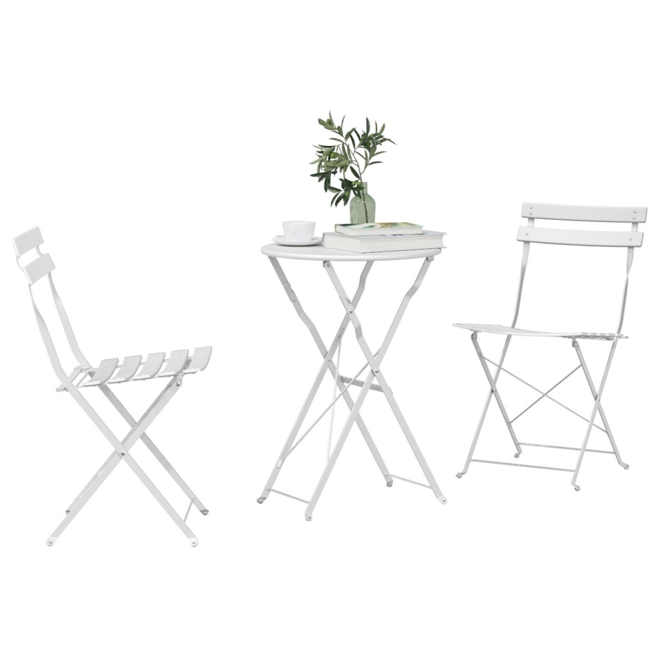 Set Bistro Pliabil 3 Piese Alb Oțel de la - 2 | YEO