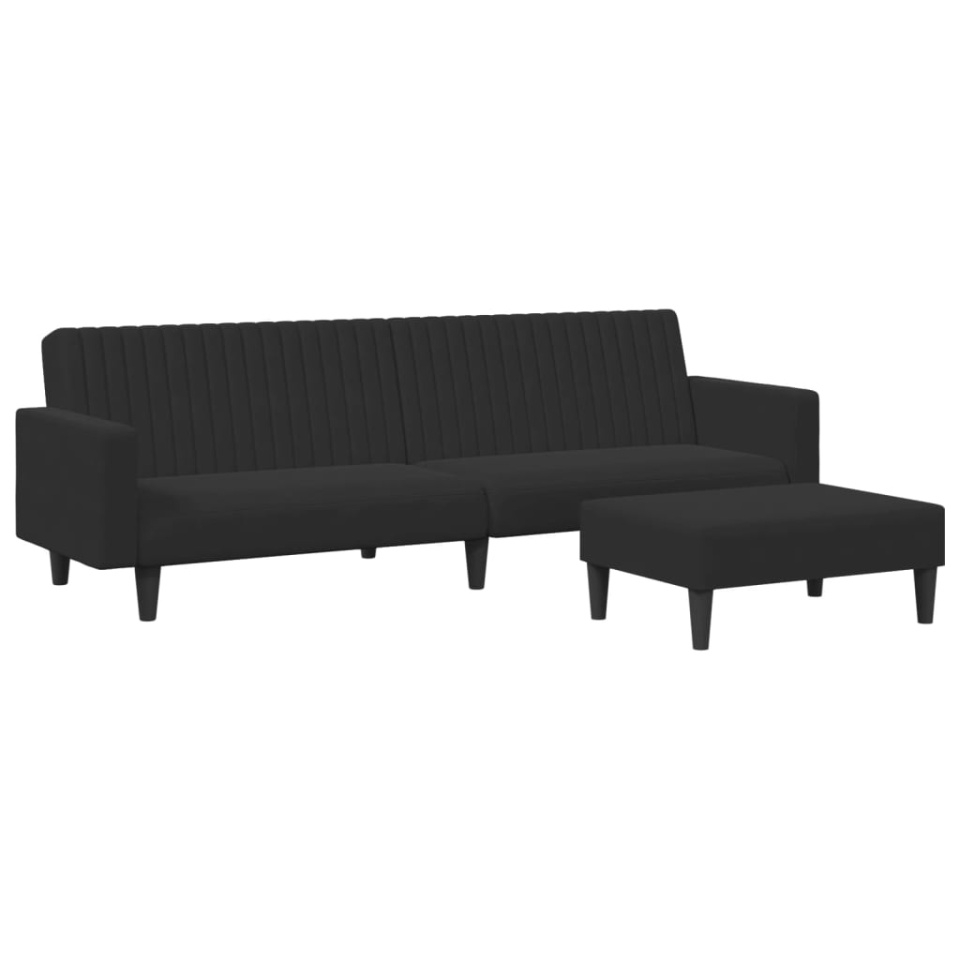 Set canapea 2 piese, negru, catifea - 1 | YEO